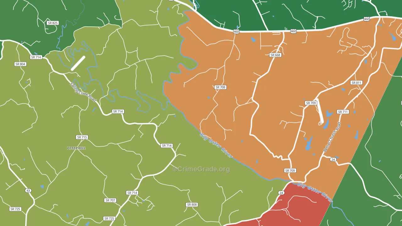 Otter Hill, VA Map of Theft Rates