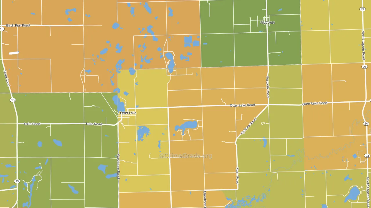 Otter Lake, MI Map of Theft Rates