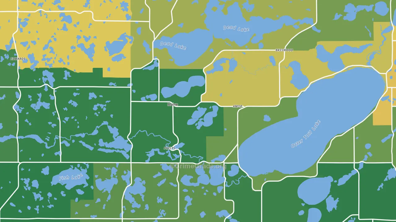 Otter Tail County, MN Map of Theft Rates