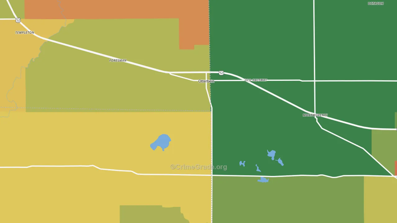Otterbein, IN Map of Theft Rates