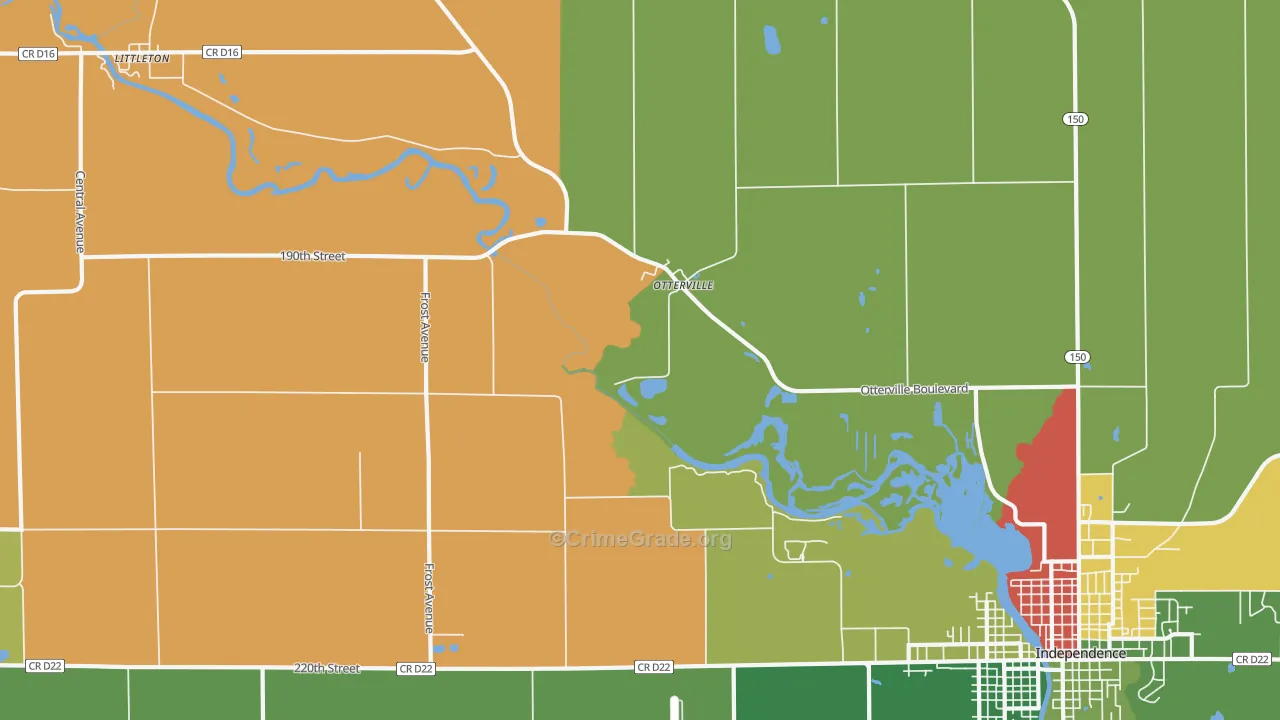 Otterville, IA Map of Theft Rates