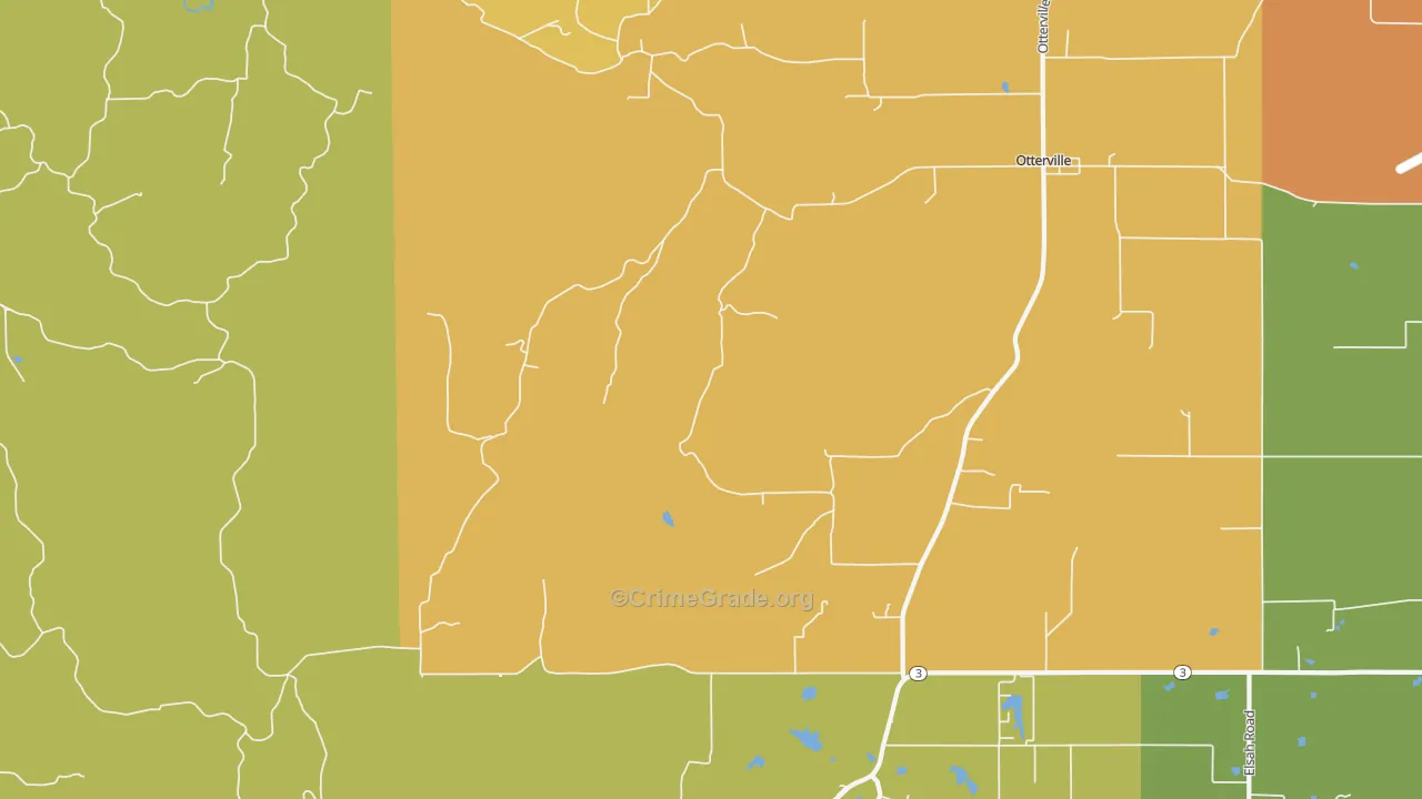 Otterville, IL Map of Theft Rates