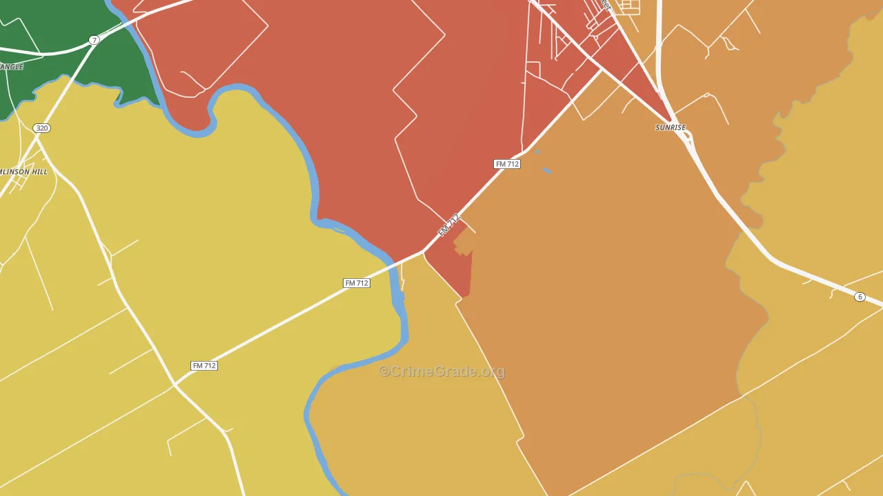 Otto, TX Map of Theft Rates