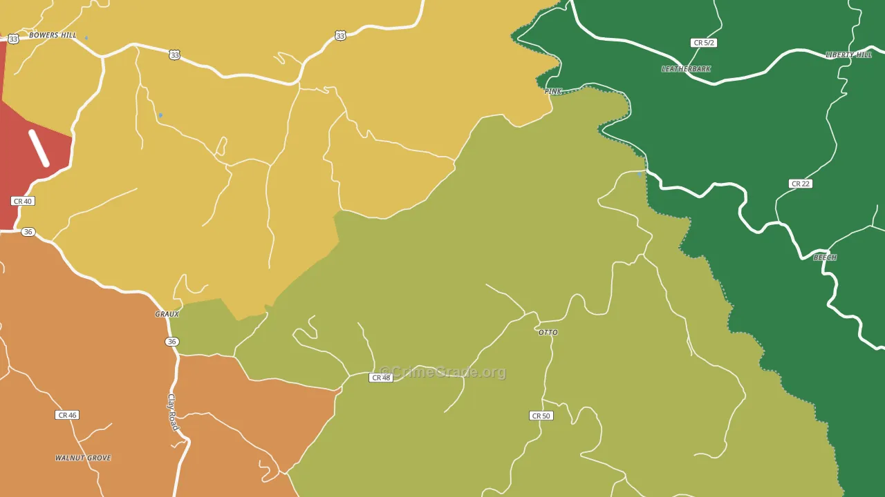 Otto, WV Map of Theft Rates