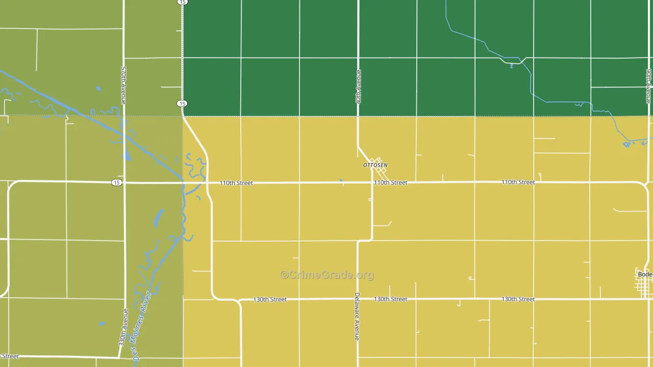 Ottosen, IA Map of Theft Rates
