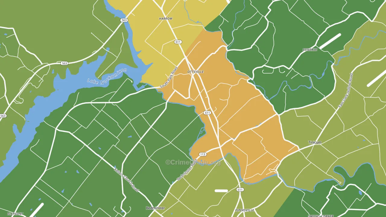 Ottsville, PA Map of Theft Rates