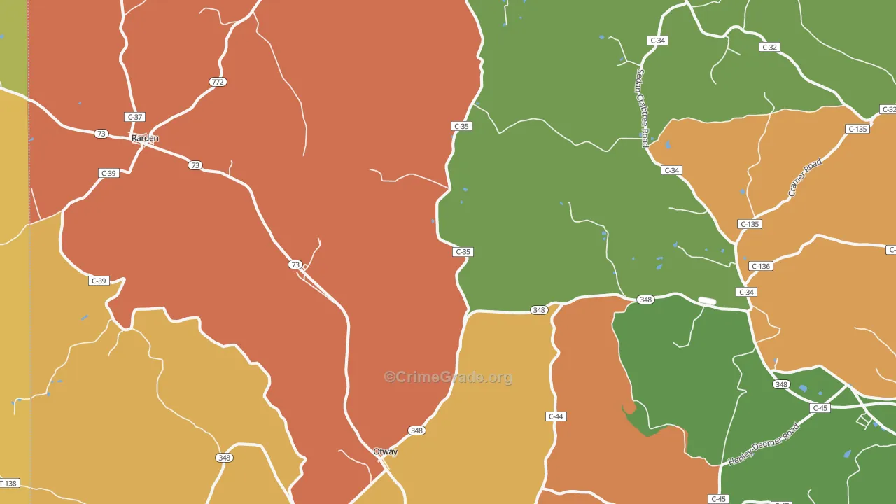 Otway, OH Map of Theft Rates