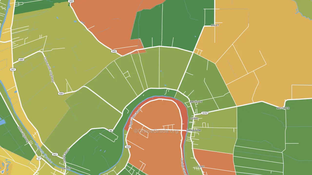 Oubre, LA Map of Theft Rates