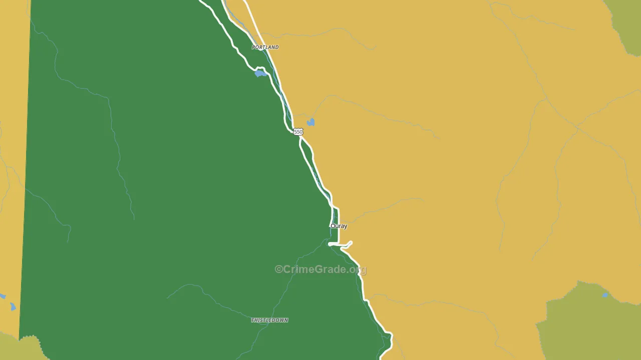 Ouray, CO Map of Theft Rates