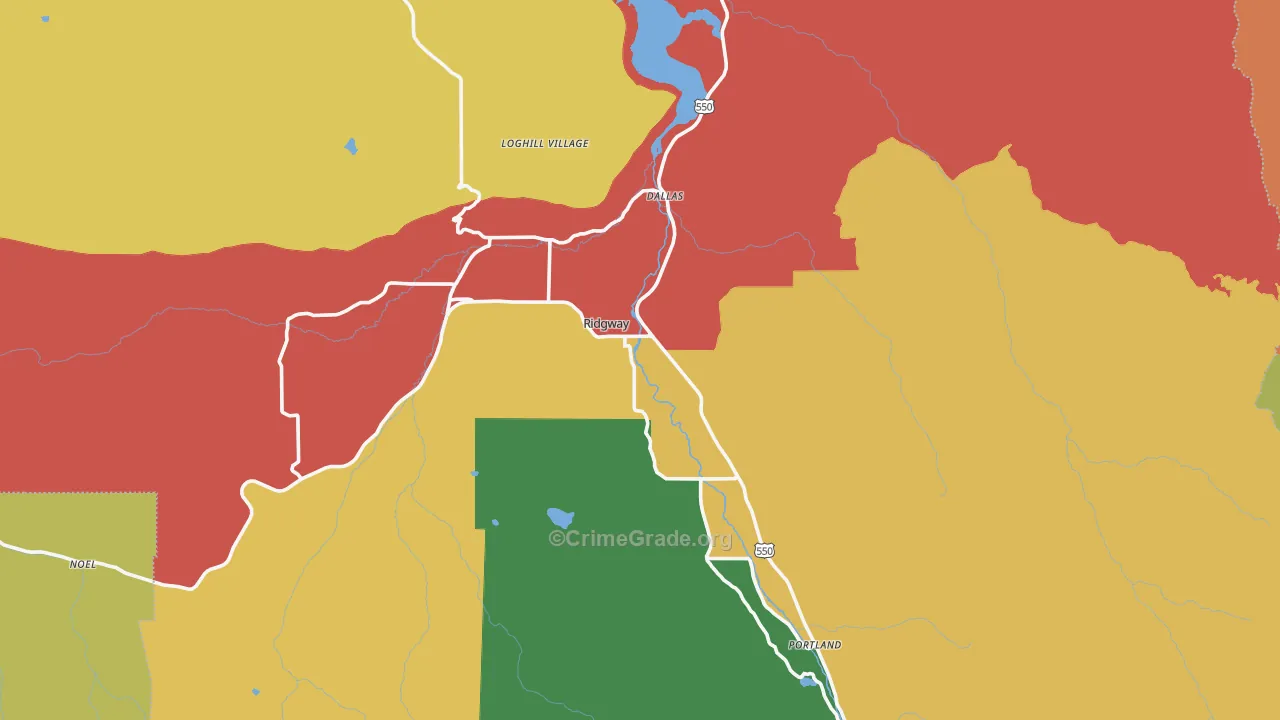 Ouray County, CO Map of Theft Rates