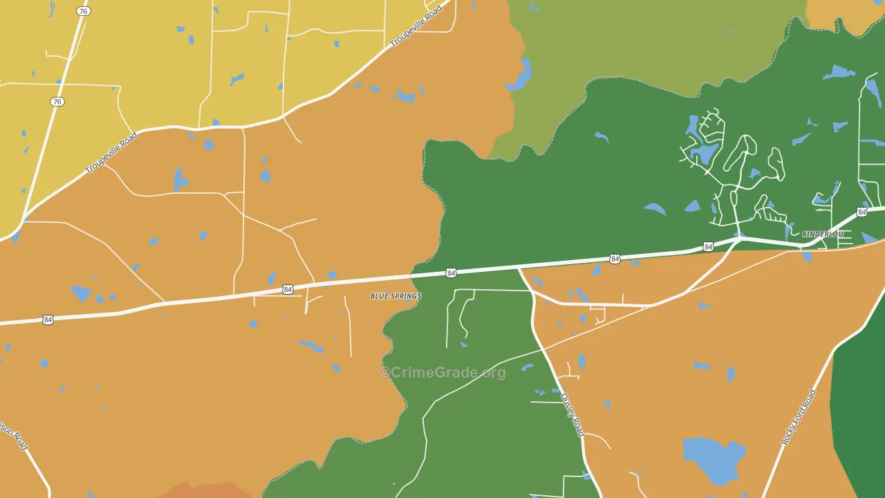 Ousley, GA Map of Theft Rates