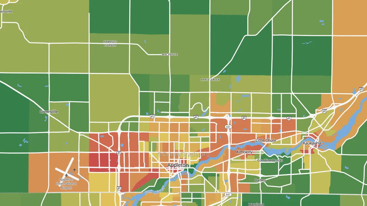 Outagamie County, WI Map of Theft Rates