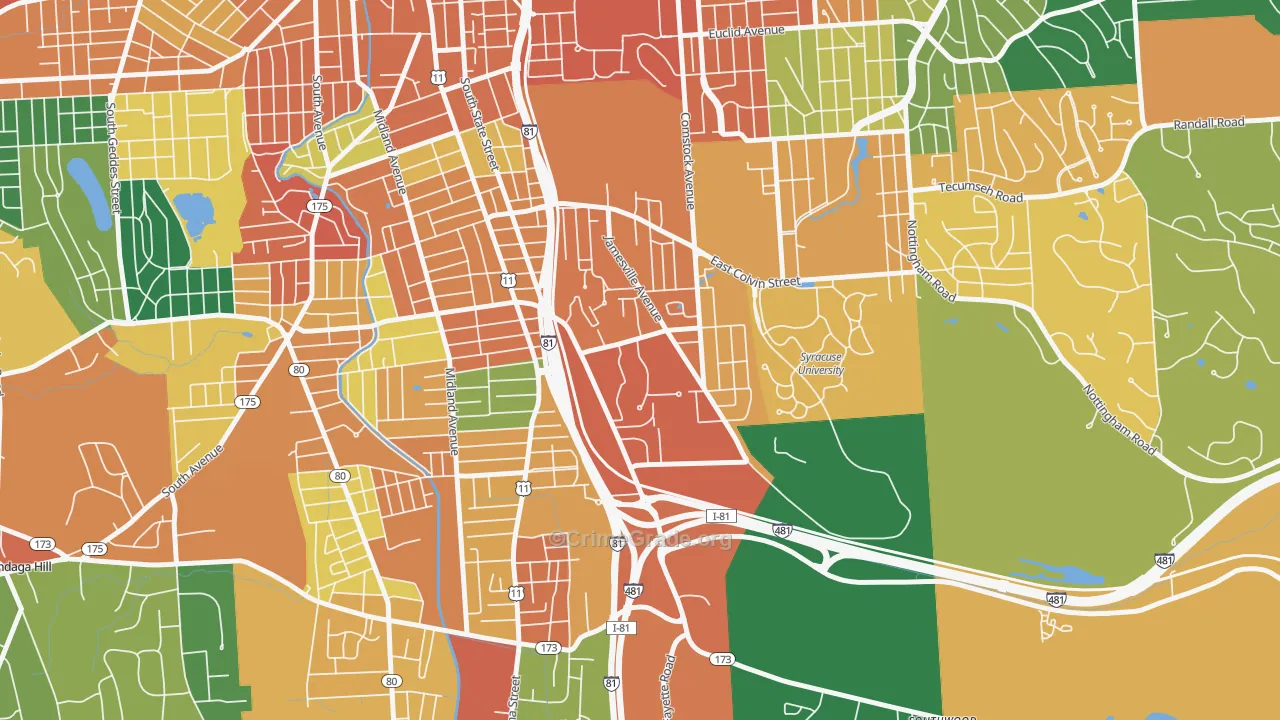 Outer Comstock, Syracuse, NY Map of Theft Rates