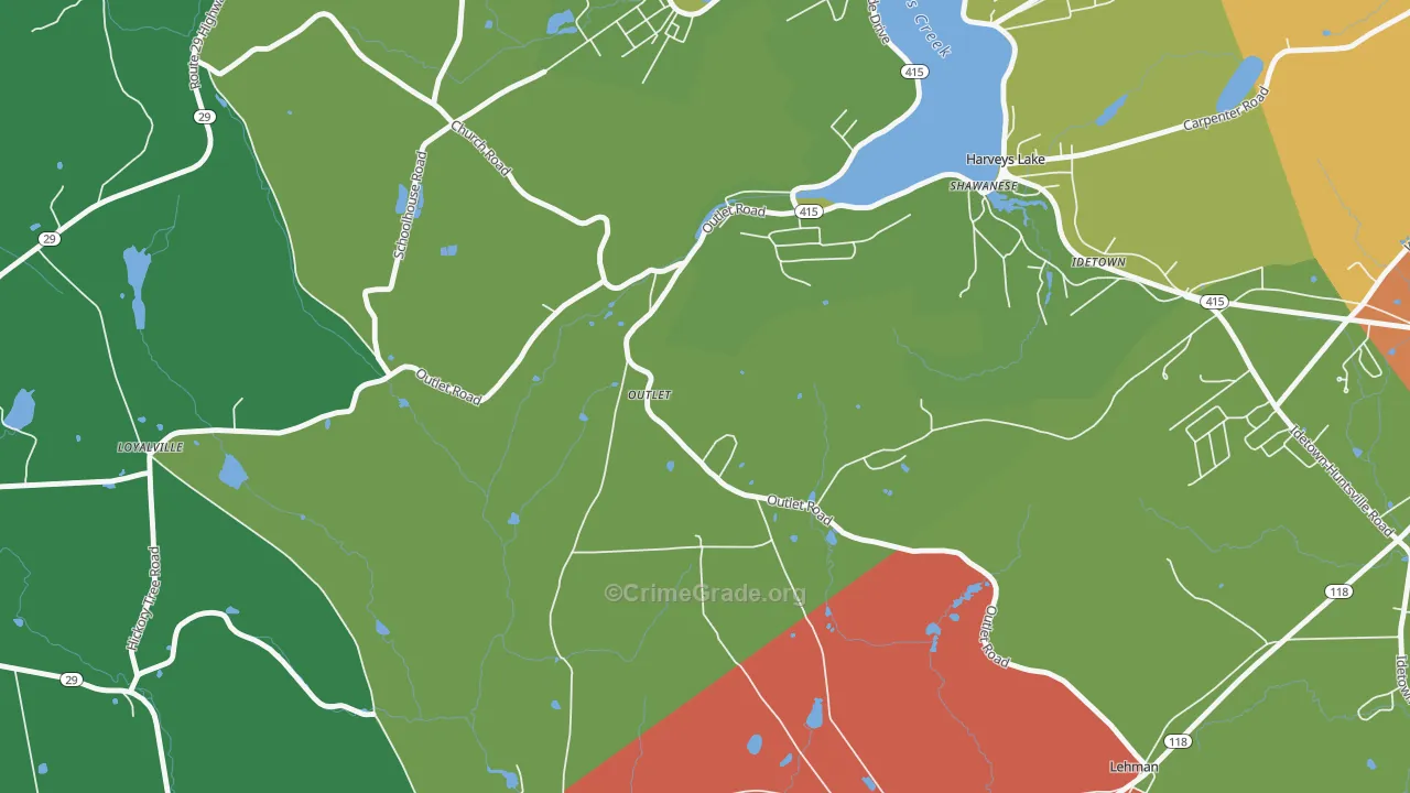 Outlet, PA Map of Theft Rates