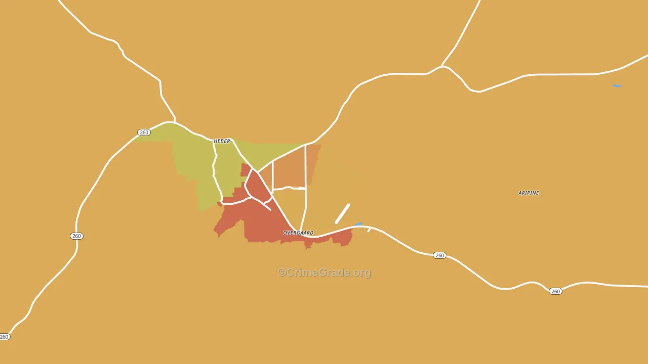 Overgaard, AZ Map of Theft Rates
