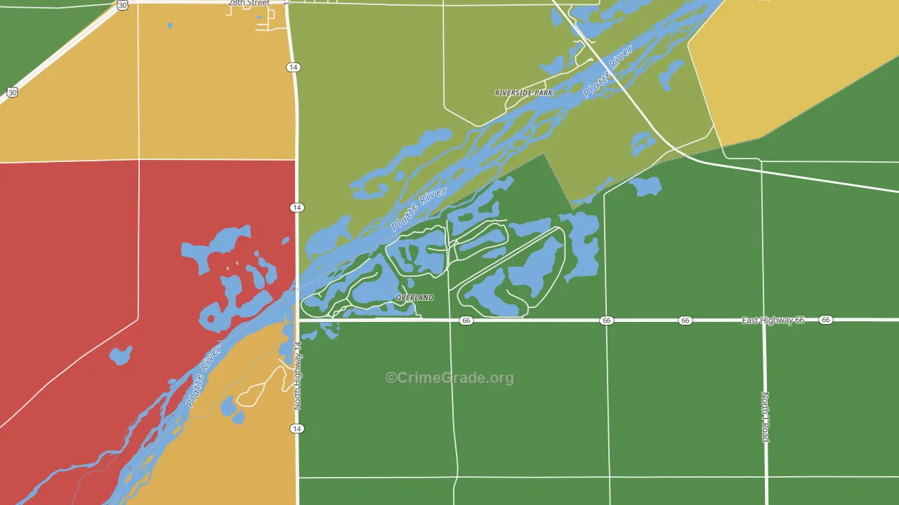 Overland, NE Map of Theft Rates
