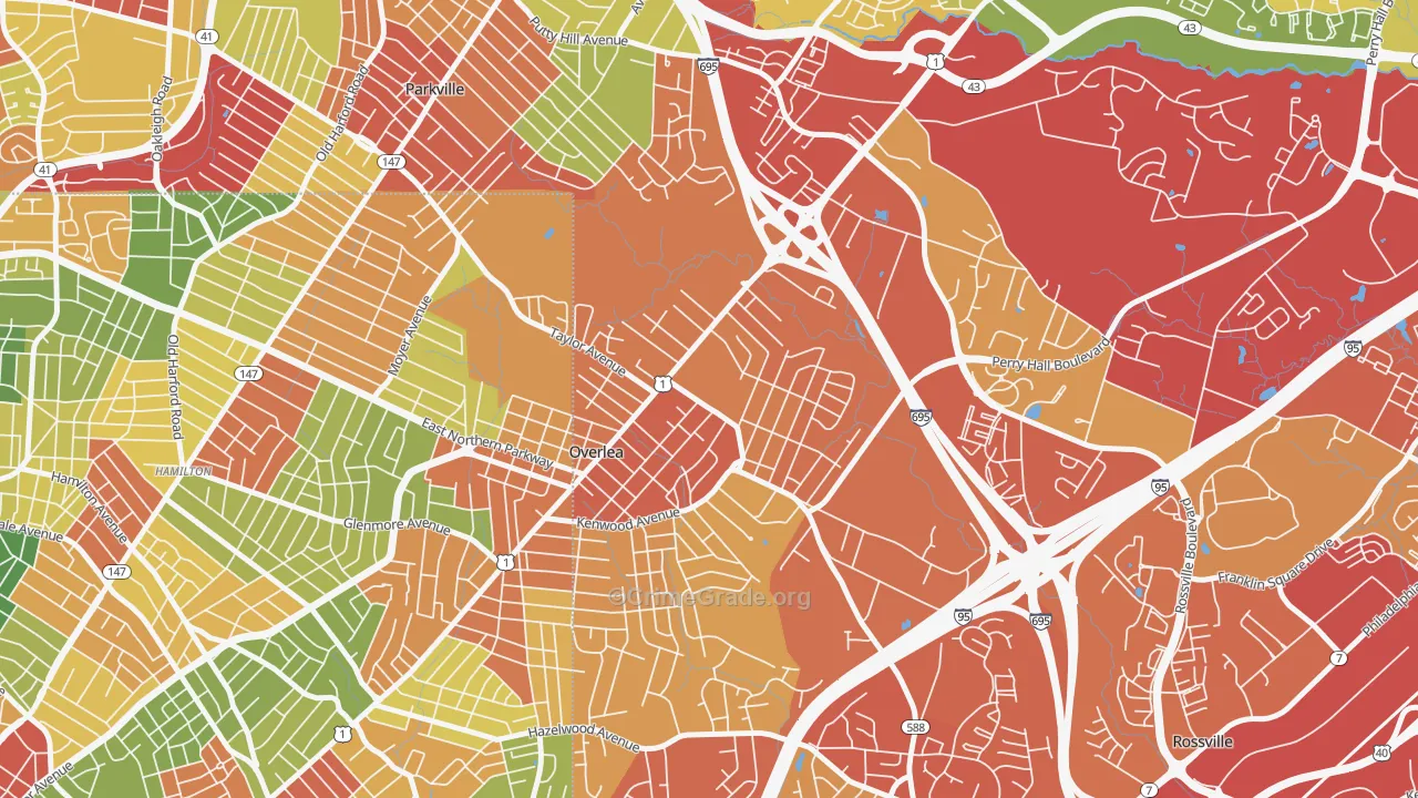 Overlea, MD Map of Theft Rates