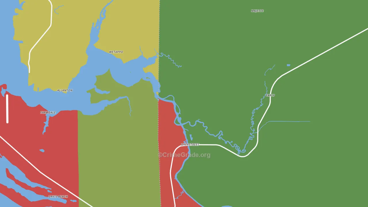 Overstreet, FL Map of Theft Rates