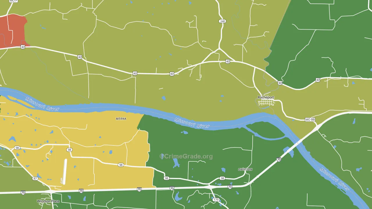 Overton, MO Map of Theft Rates