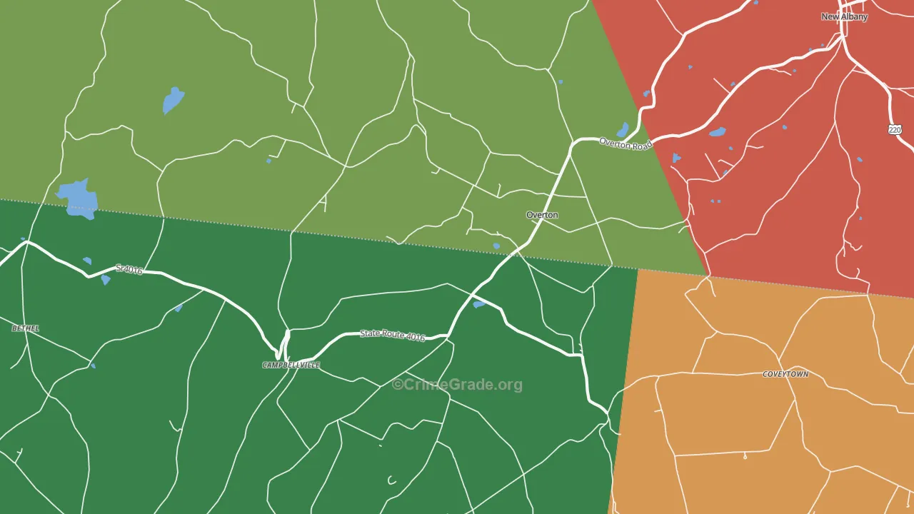 Overton, PA Map of Theft Rates