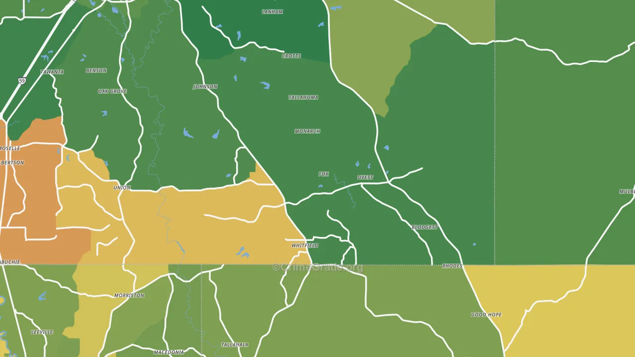 Ovett, MS Map of Theft Rates