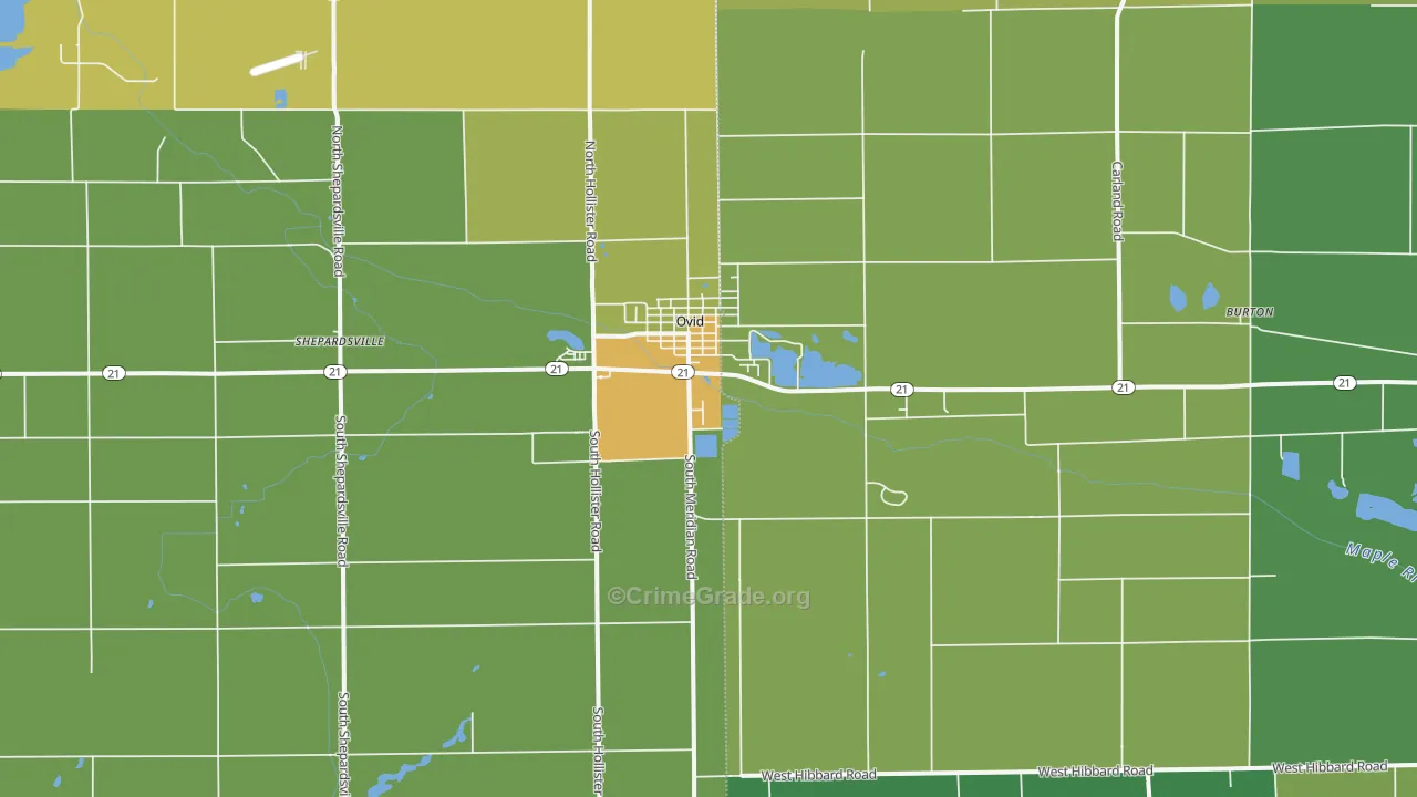 Ovid, MI Map of Theft Rates