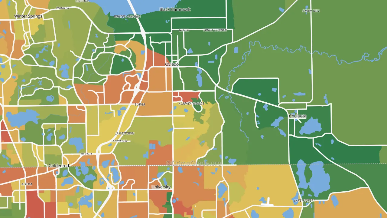 Oviedo, FL Map of Theft Rates