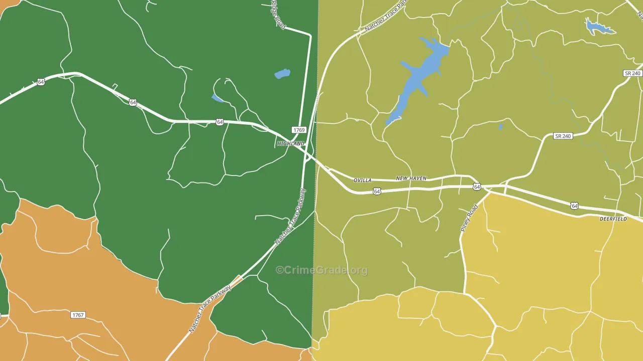 Ovilla, TN Map of Theft Rates