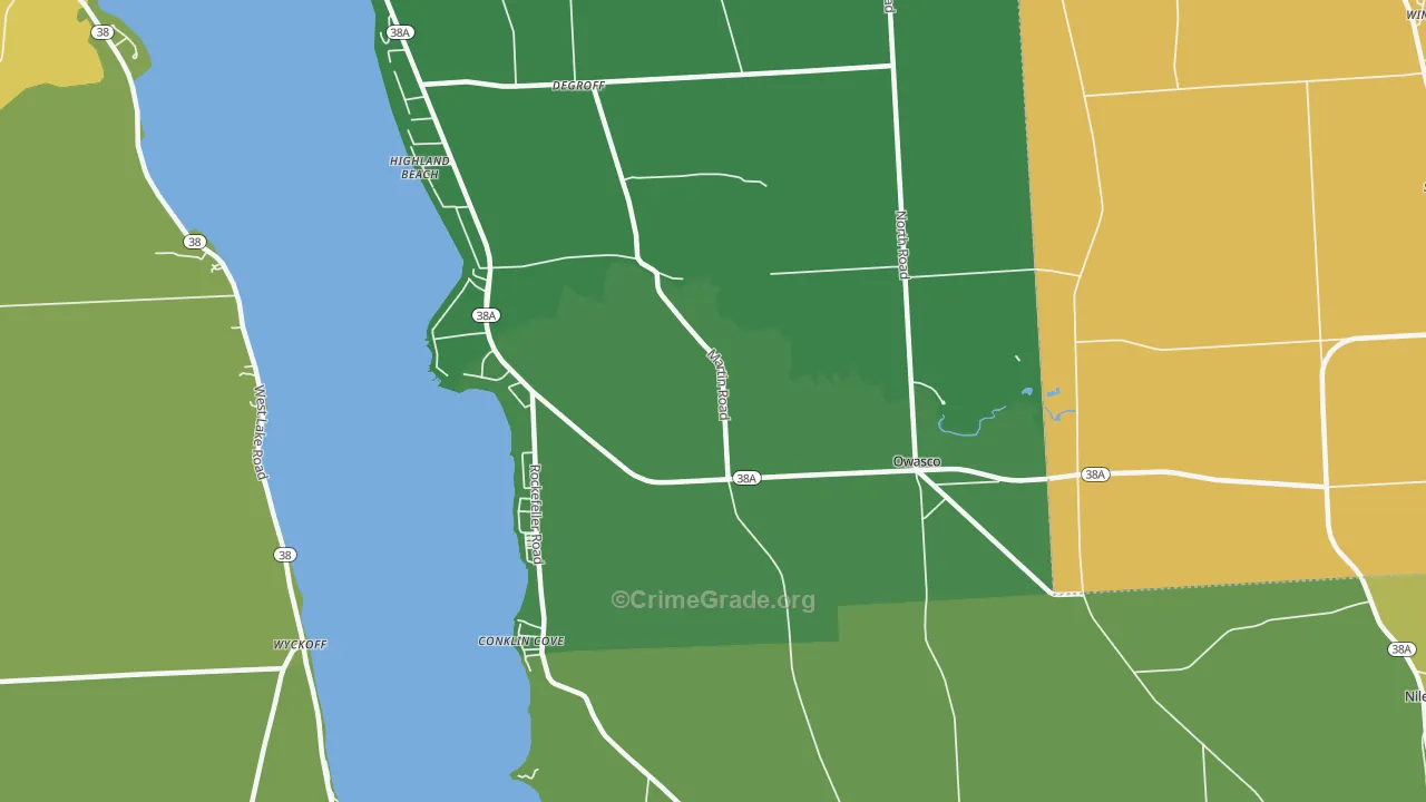 Owasco, NY Map of Theft Rates