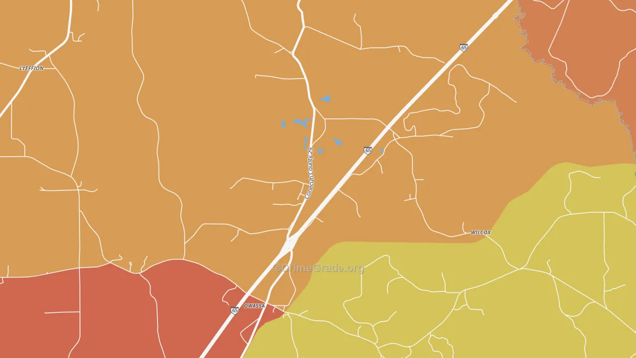 Owassa, AL Map of Theft Rates