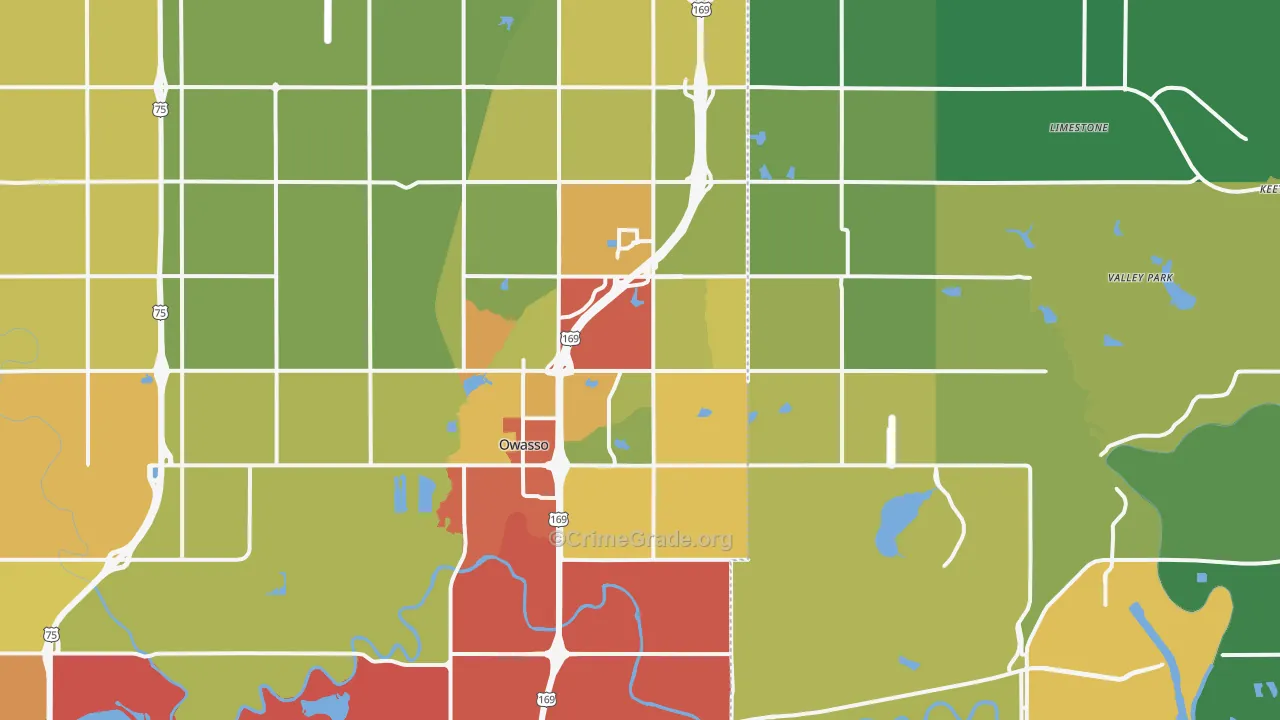 Owasso, OK Map of Theft Rates