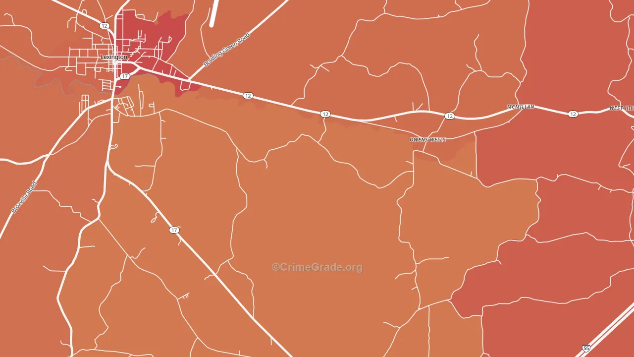 Owens Wells, MS Map of Theft Rates