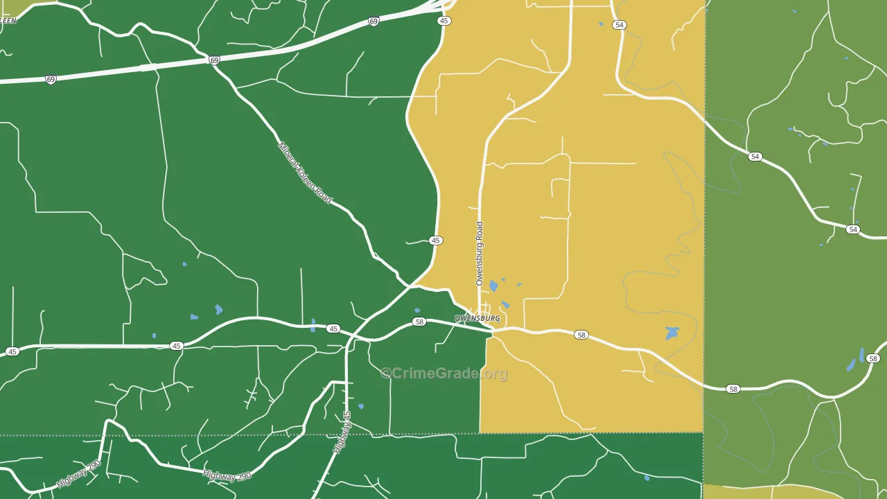 Owensburg, IN Map of Theft Rates