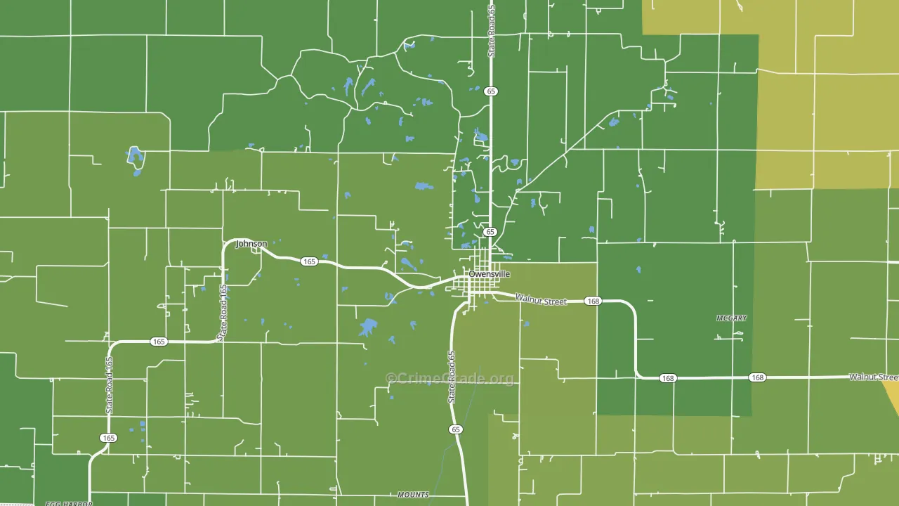 Owensville, IN Map of Theft Rates