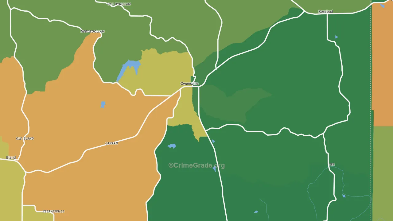 Owensville, MO Map of Theft Rates