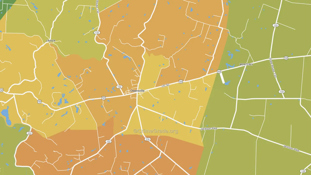 Owensville, OH Map of Theft Rates