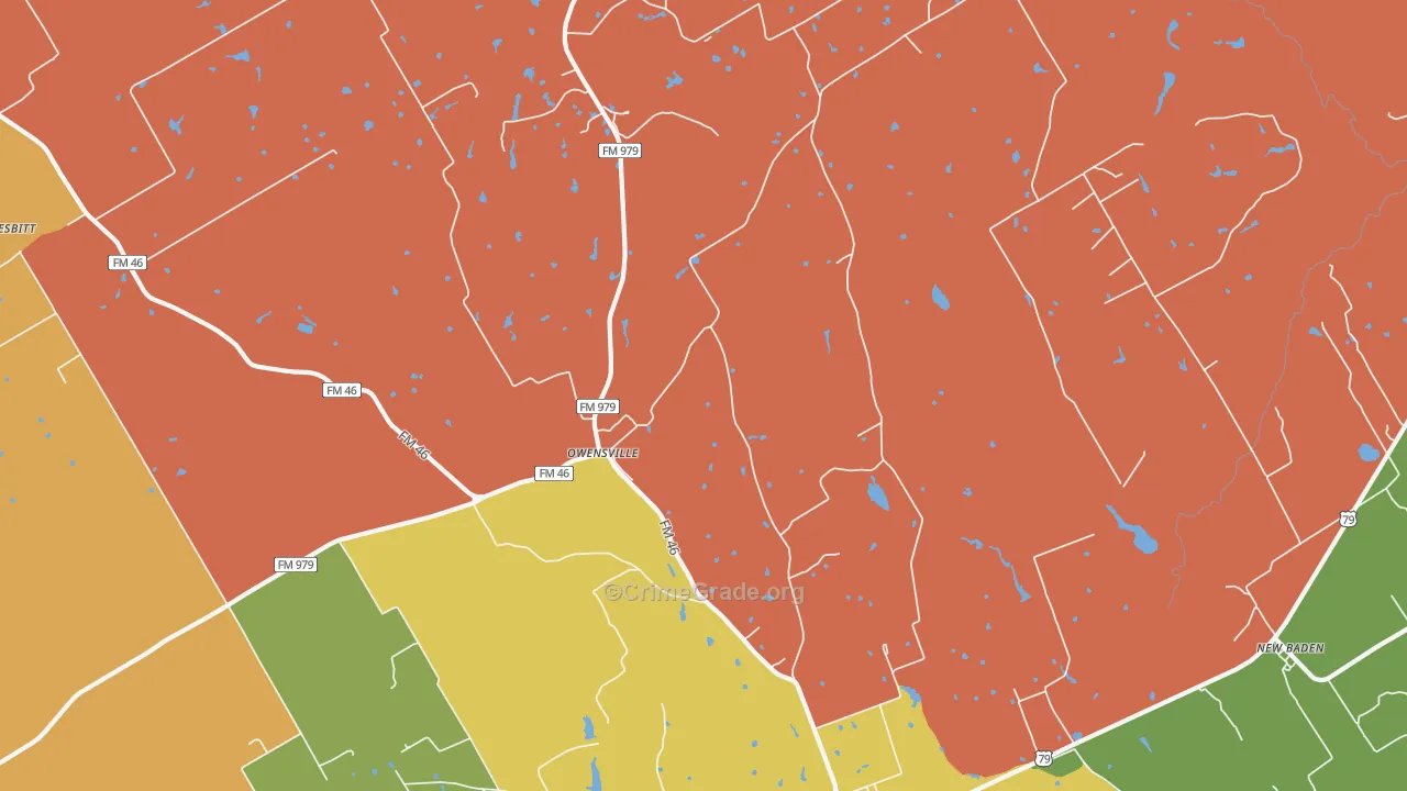 Owensville, TX Map of Theft Rates
