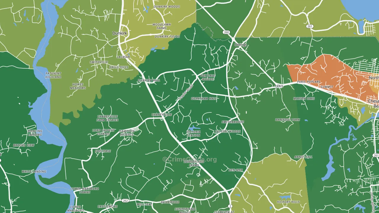 Owings, MD Map of Theft Rates