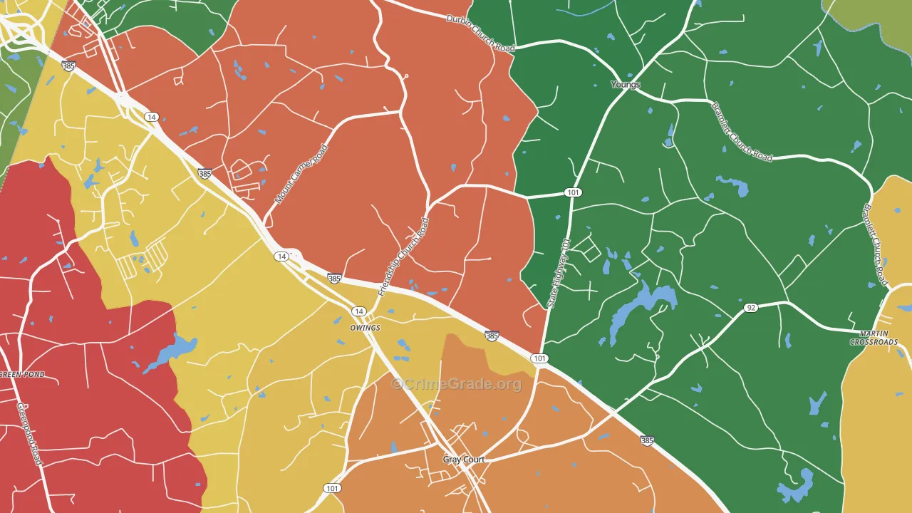 Owings, SC Map of Theft Rates