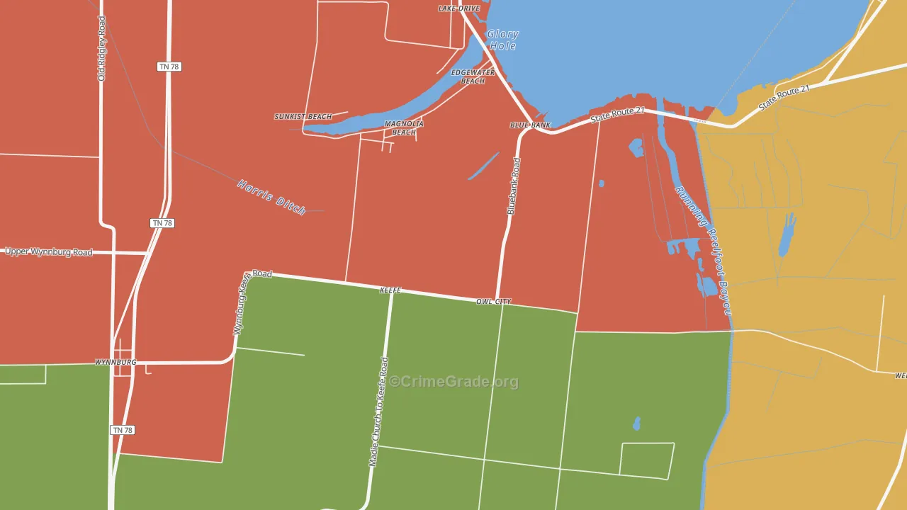 Owl City, TN Map of Theft Rates