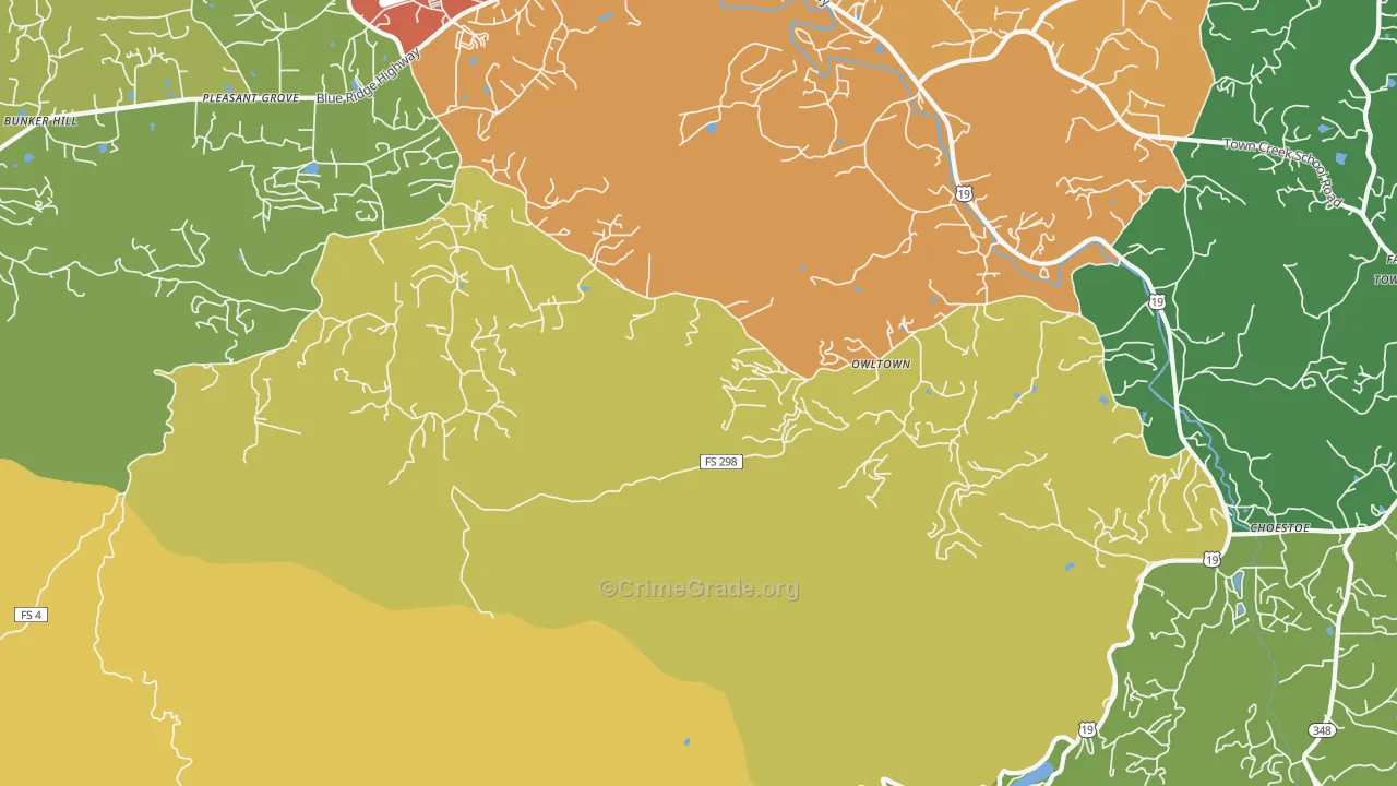 Owltown, GA Map of Theft Rates