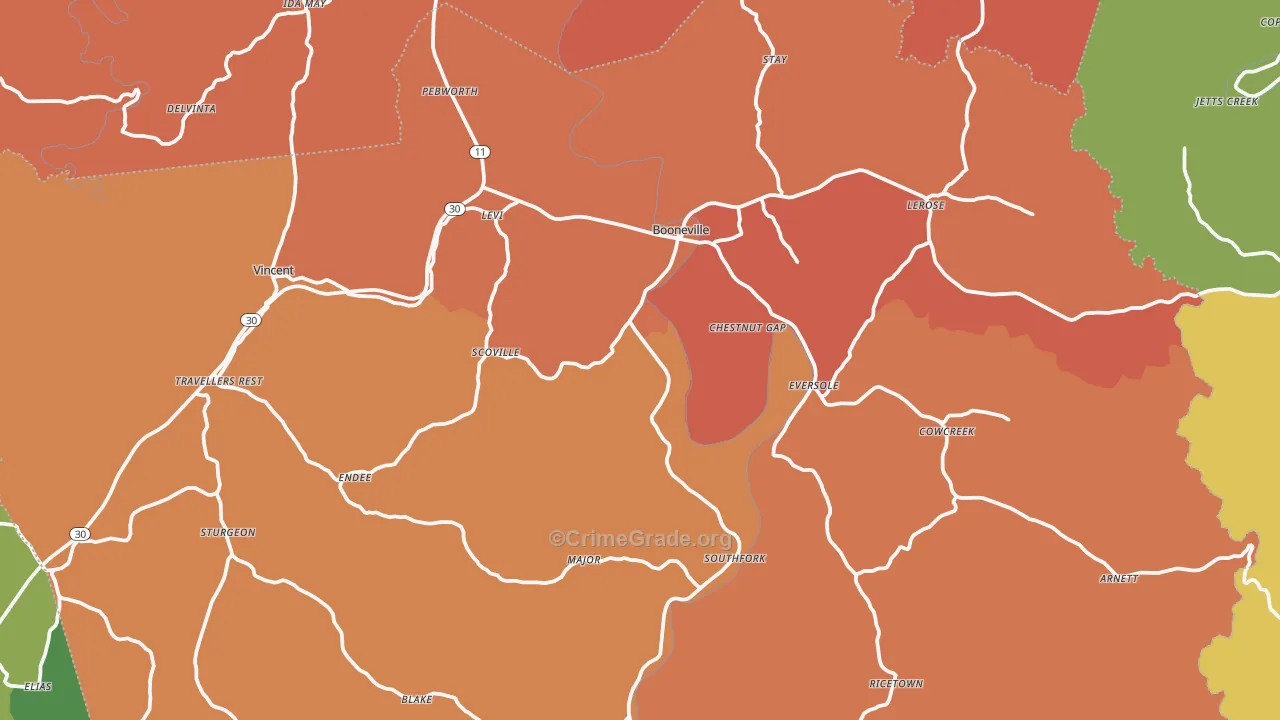 Owsley County, KY Map of Theft Rates