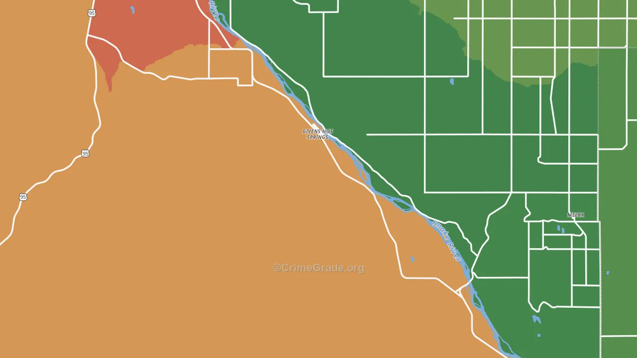 Owyhee County, ID Map of Theft Rates