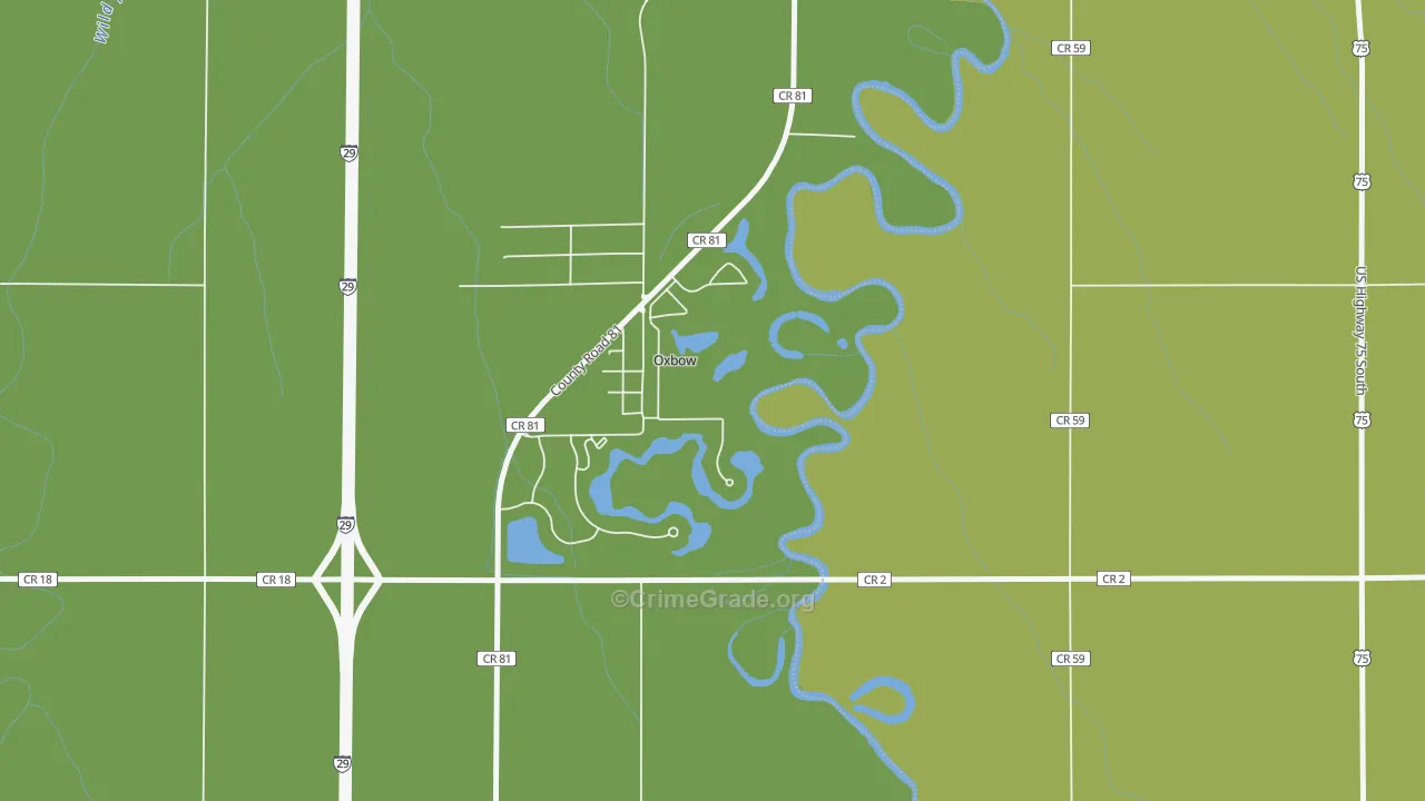 Oxbow, ND Map of Theft Rates