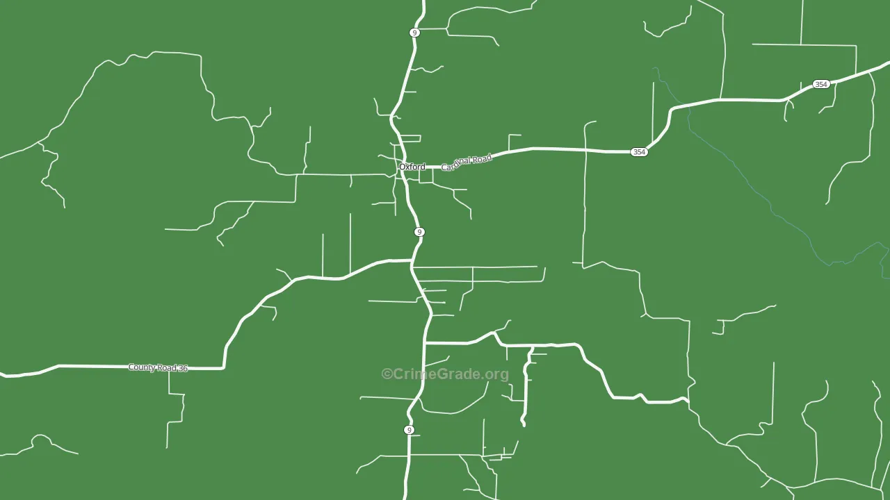 Oxford, AR Map of Theft Rates