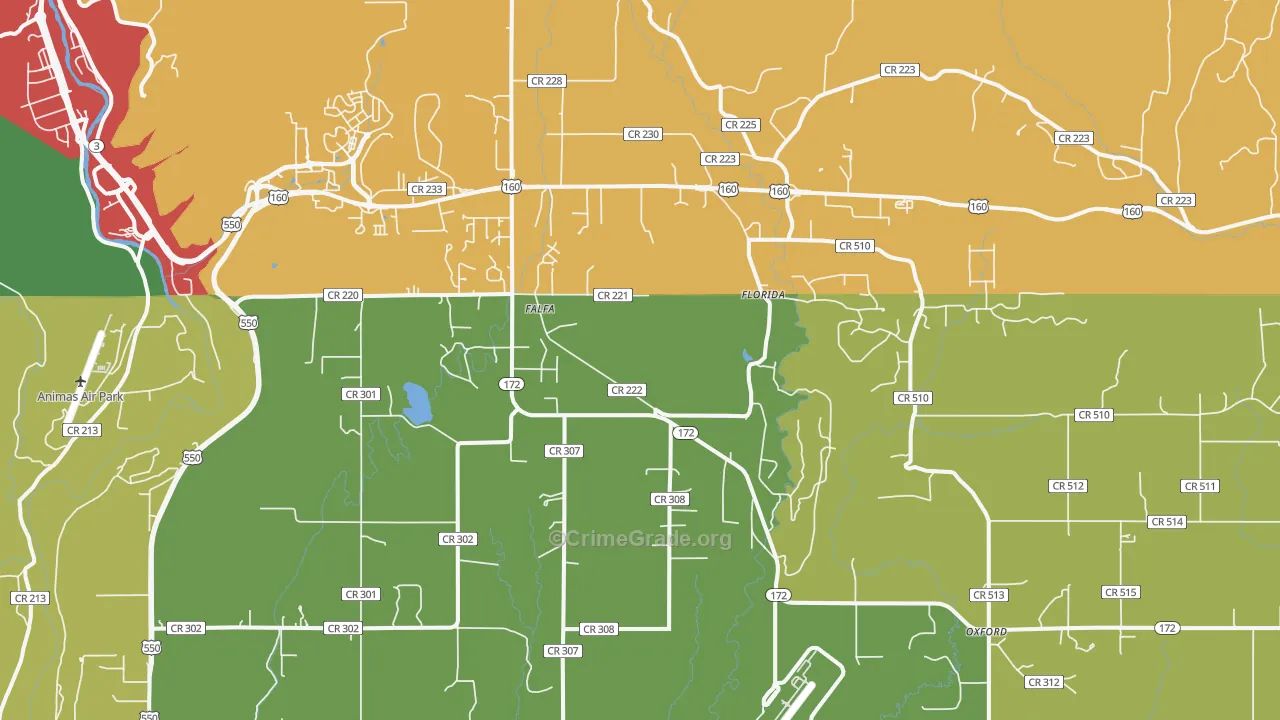 Oxford, CO Map of Theft Rates