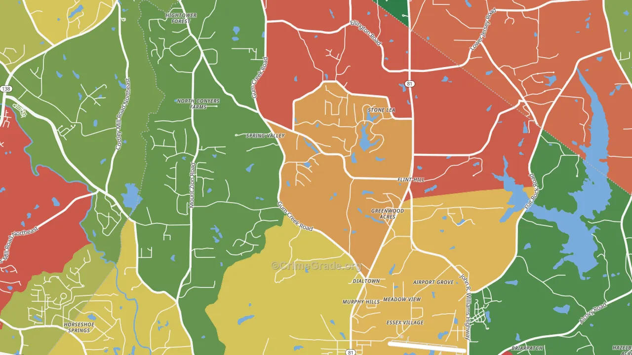 Oxford, GA Map of Theft Rates