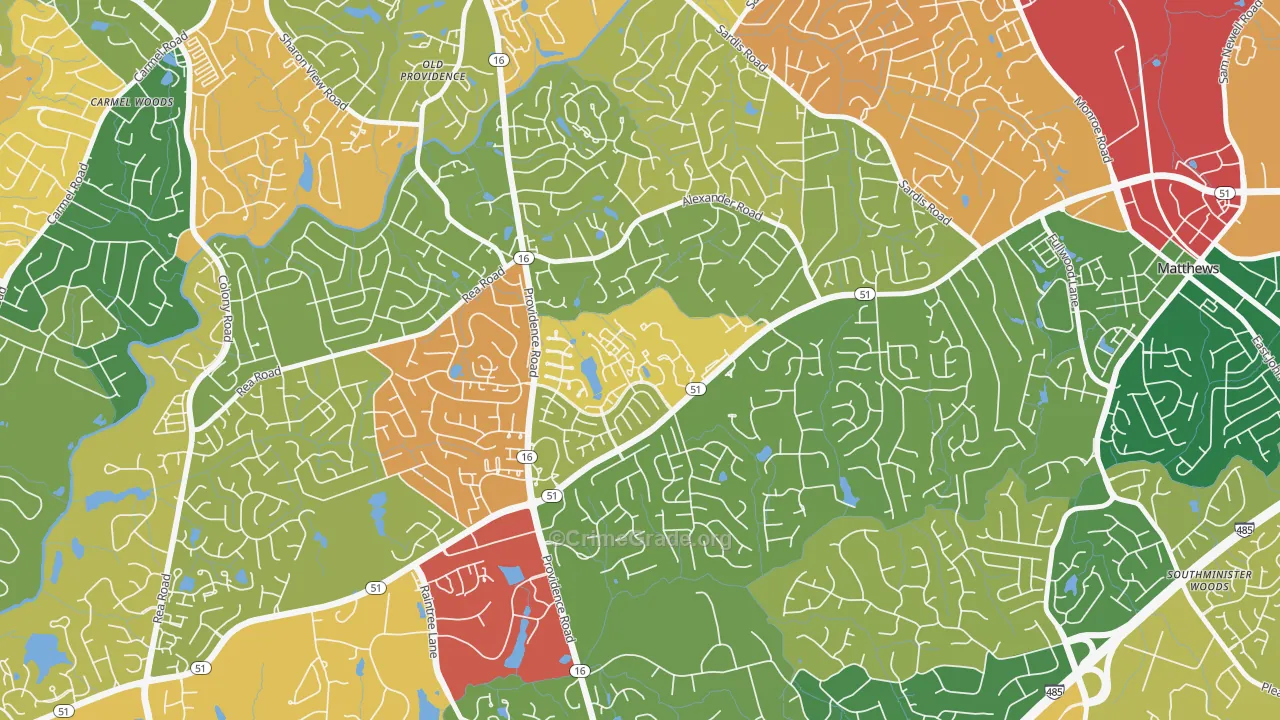 Oxford Hunt, Charlotte, NC Map of Theft Rates