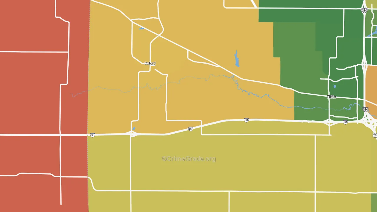 Oxford, IA Map of Theft Rates