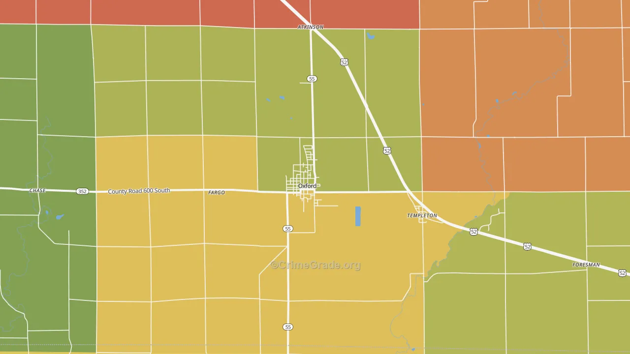 Oxford, IN Map of Theft Rates